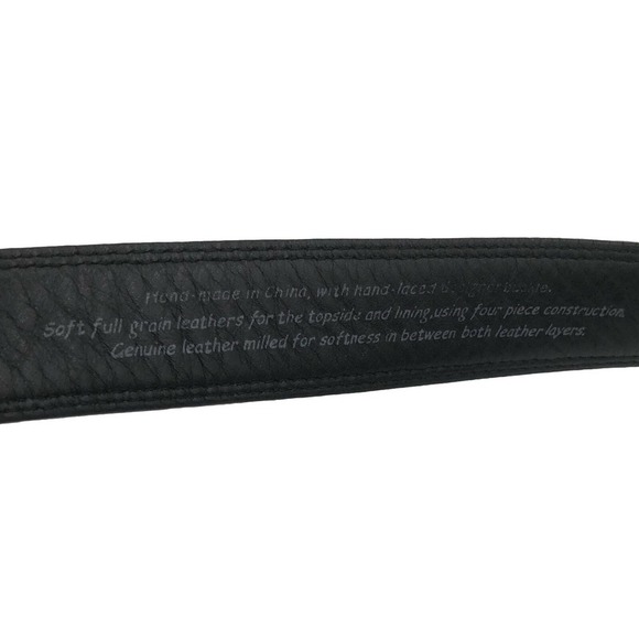 Mens Size 50 Genuine FULL GRAIN Classic Black Leather Belt Silver Buckle NWOT - Picture 8 of 8